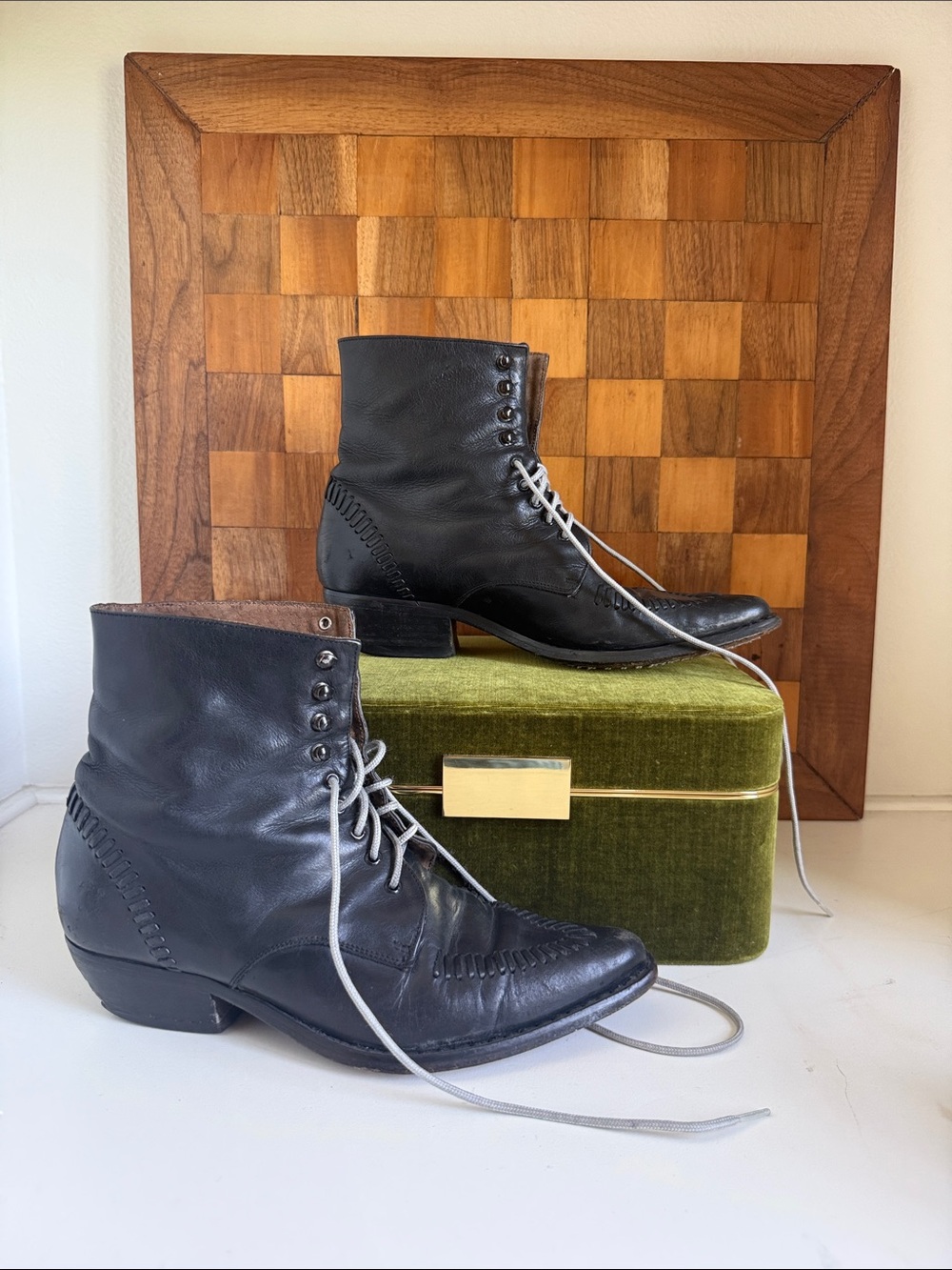Guess Black Leather Lace-Up Boot